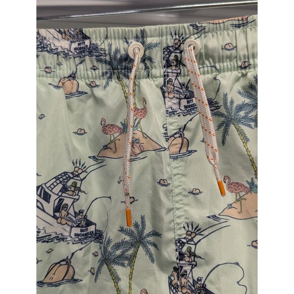 Ambsn Size XL Green with Summer Beachy Print Pull On Board Swim Shorts - Picture 4 of 10
